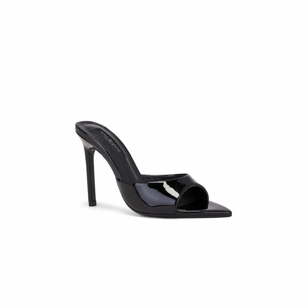 Tony Bianco Malibu Mules- Black Patent Heels - Picture 5 of 7